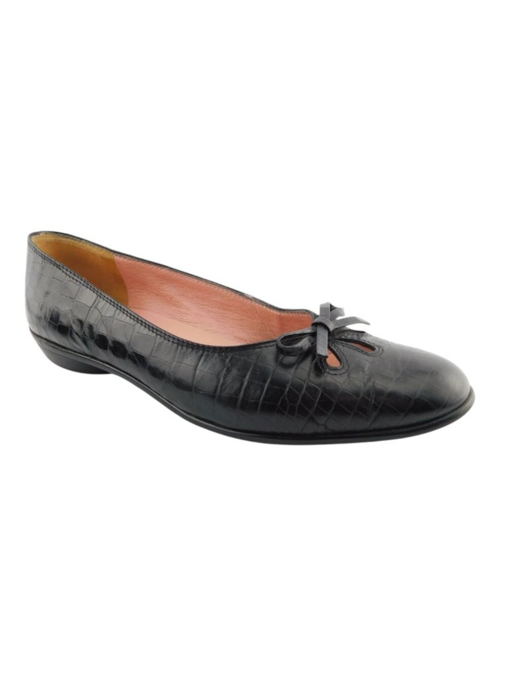 AMALFI Croc Print Black Leather Nordstrom Exclusive Bow Ballet Flats 7.5